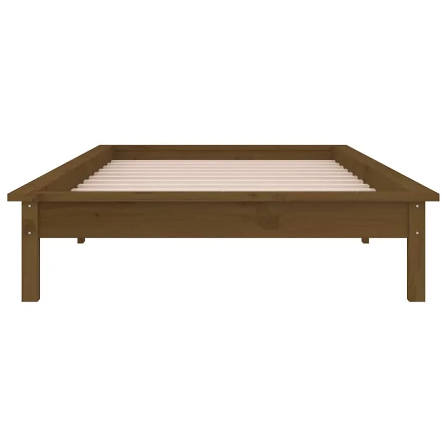 Cadre de lit à LED sans matelas 90x190 cm bois massif - 7