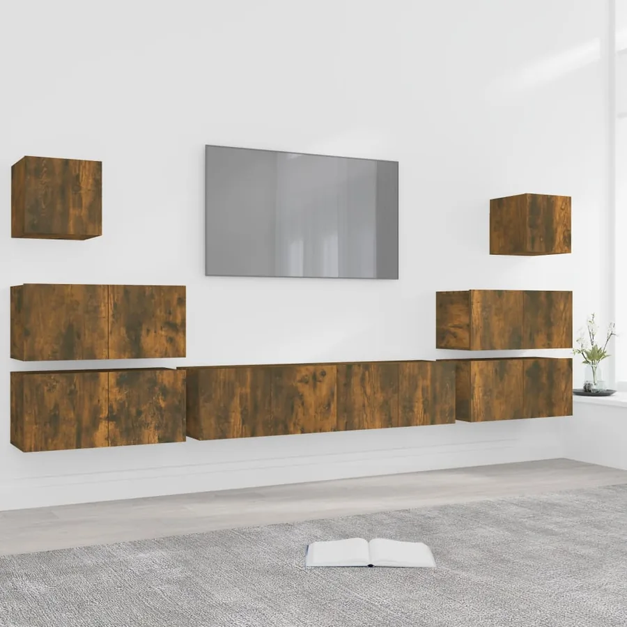Ensemble de meubles TV 8 pcs Chêne fumé Bois d'ingénierie