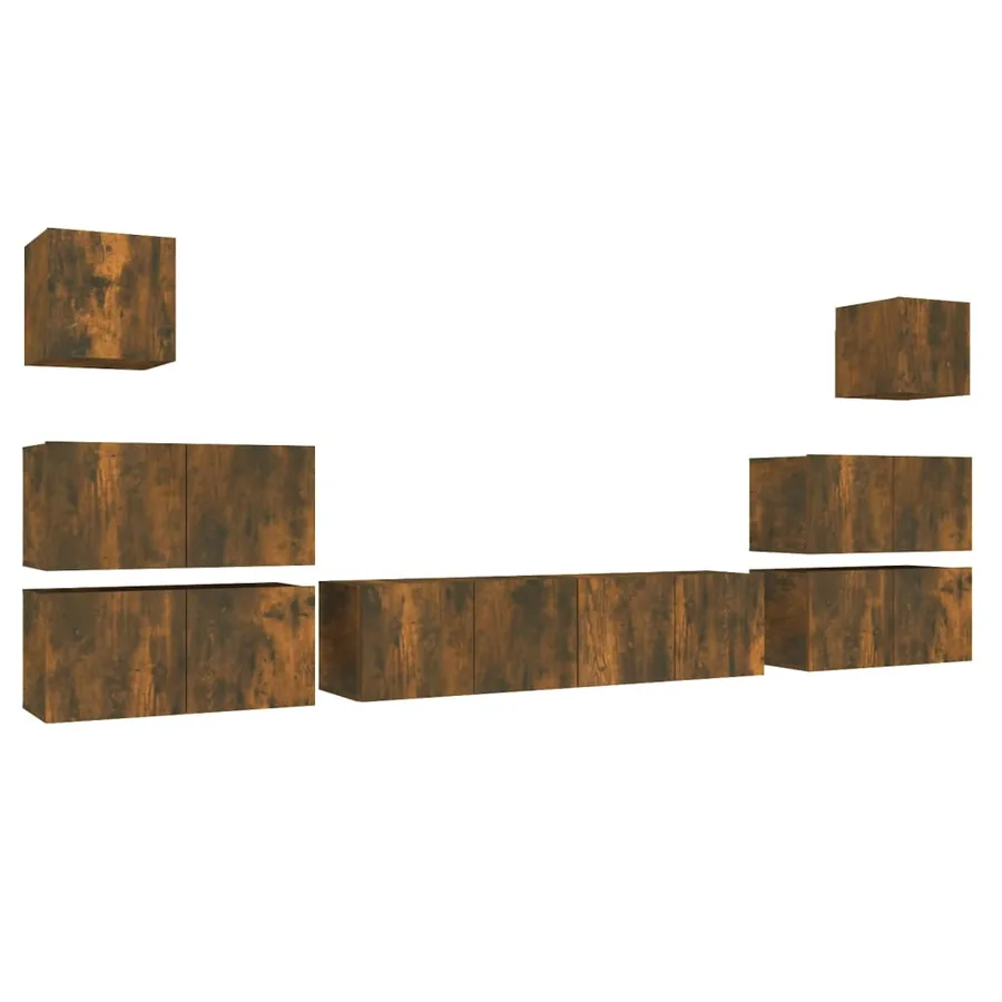 Ensemble de meubles TV 8 pcs Chêne fumé Bois d'ingénierie - 2