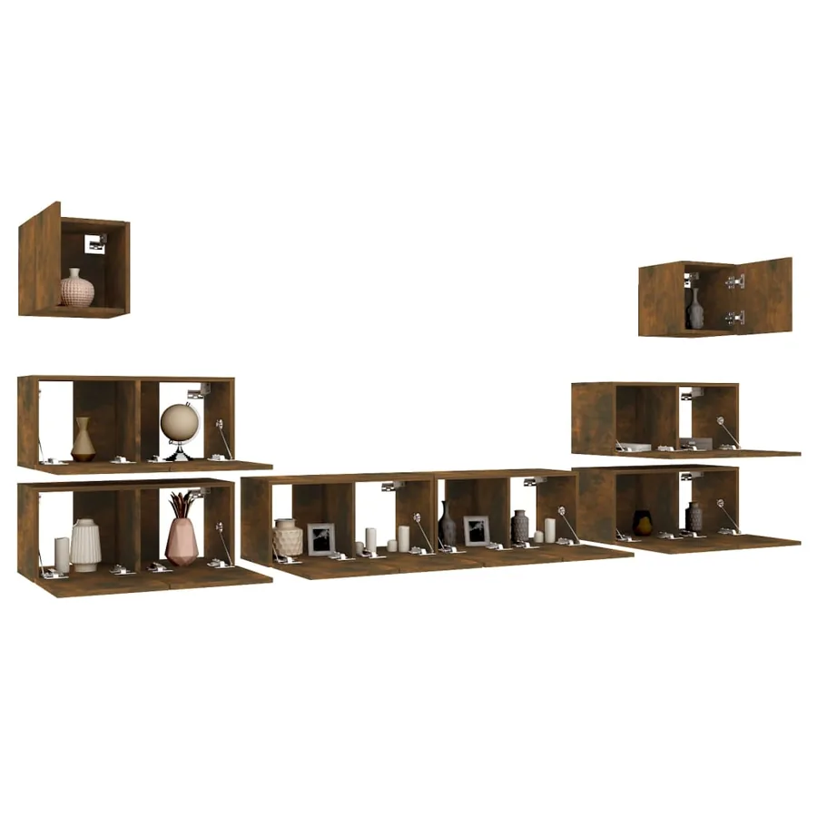 Ensemble de meubles TV 8 pcs Chêne fumé Bois d'ingénierie - 4