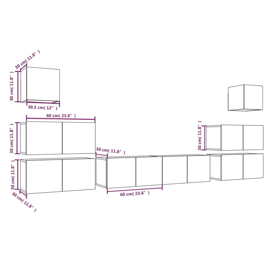 Ensemble de meubles TV 8 pcs Chêne fumé Bois d'ingénierie - 6