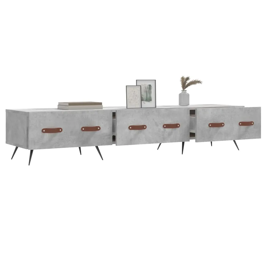 Meuble TV gris béton 150x36x30 cm bois d'ingénierie - 4