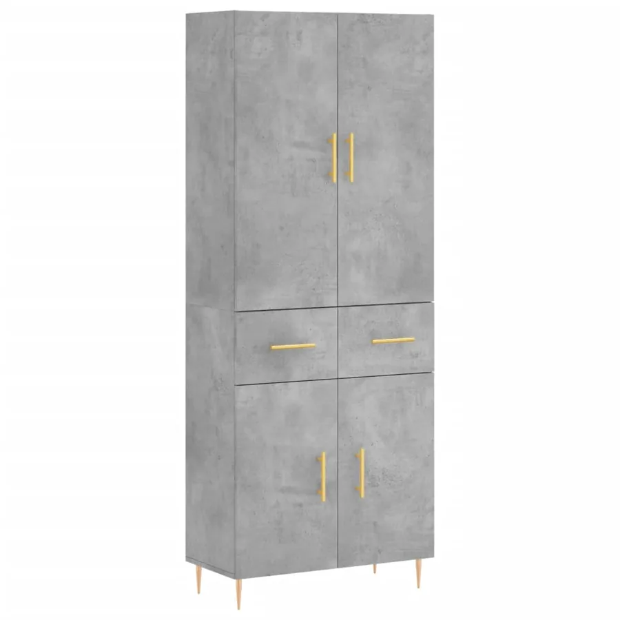 Buffet haut Gris béton 69,5x34x180 cm Bois d'ingénierie - 2