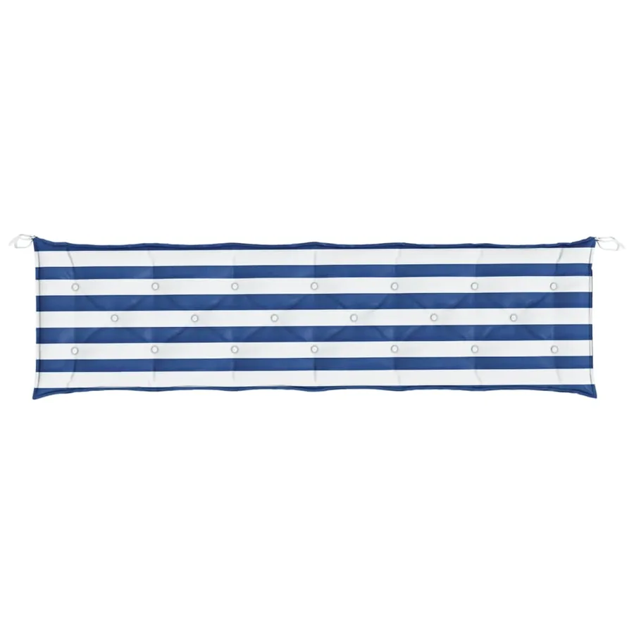 Coussin de banc de jardin rayures bleues et blanches 200x50x7cm - 4
