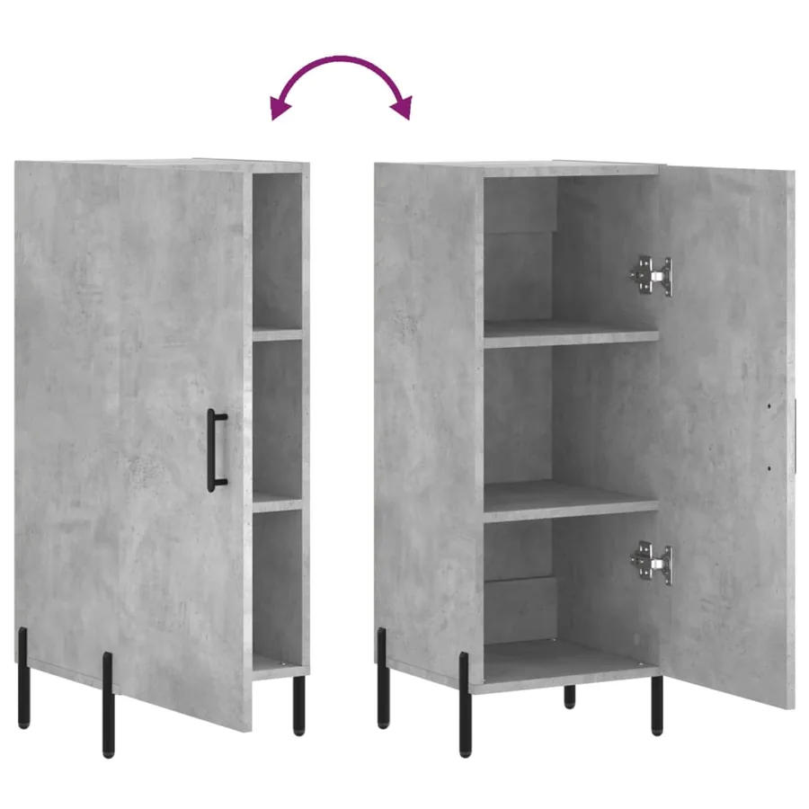 Buffet Gris béton 34,5x34x90 cm Bois d'ingénierie - 9