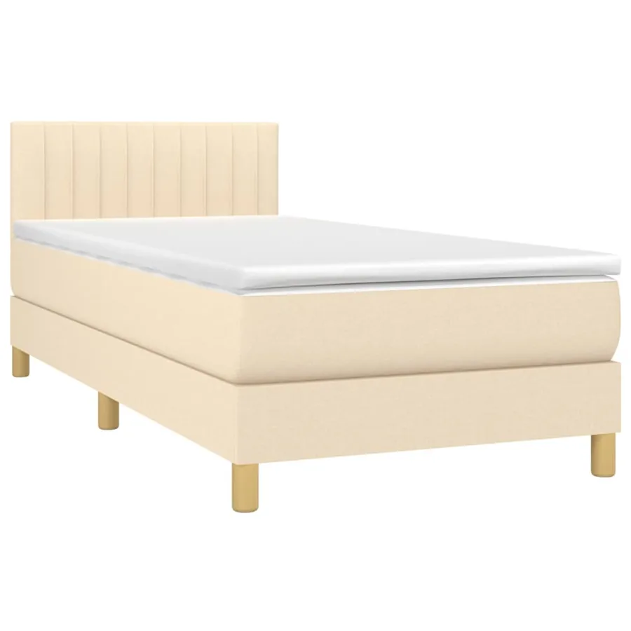 Sommier à lattes de lit avec matelas Crème 80x200 cm Tissu - 3