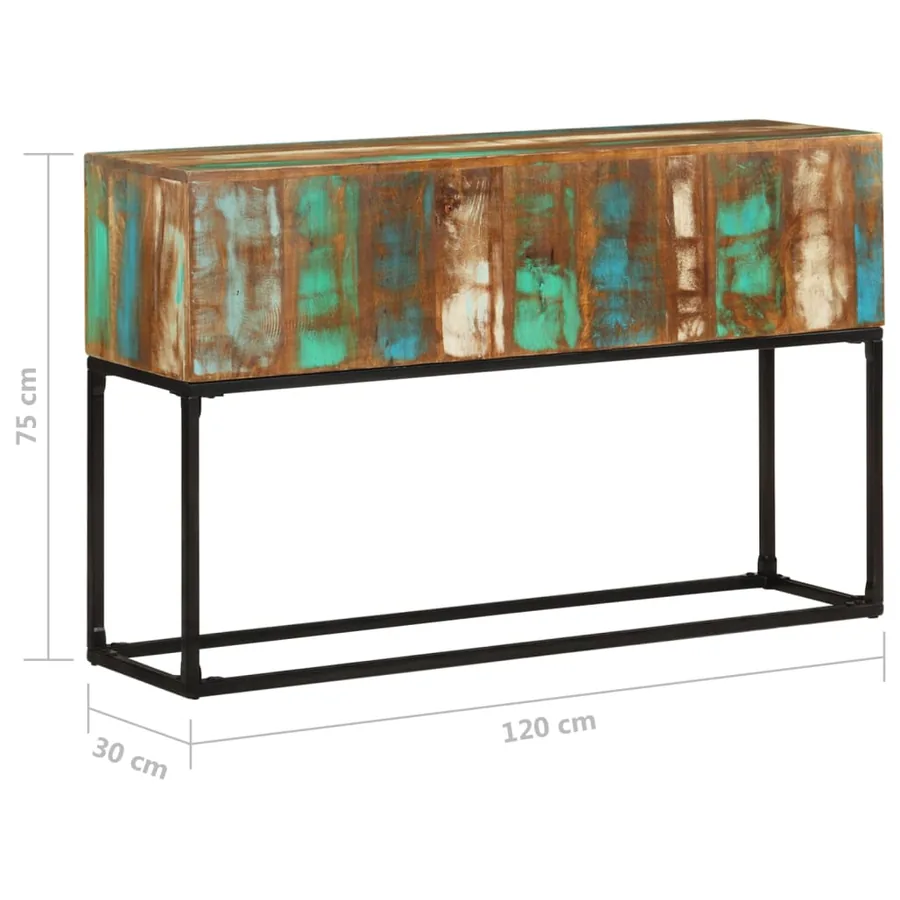 Table console 120x30x75 cm Bois de récupération massif - 7