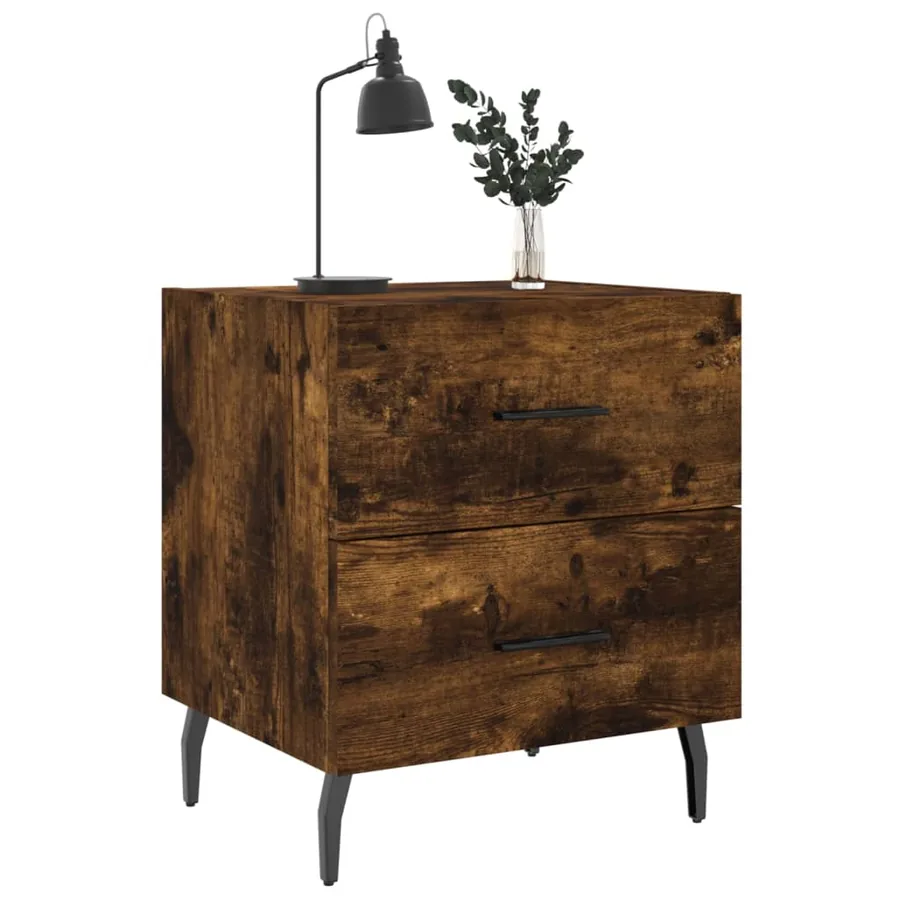Table de chevet chêne fumé 40x35x47,5 cm bois d’ingénierie - 3