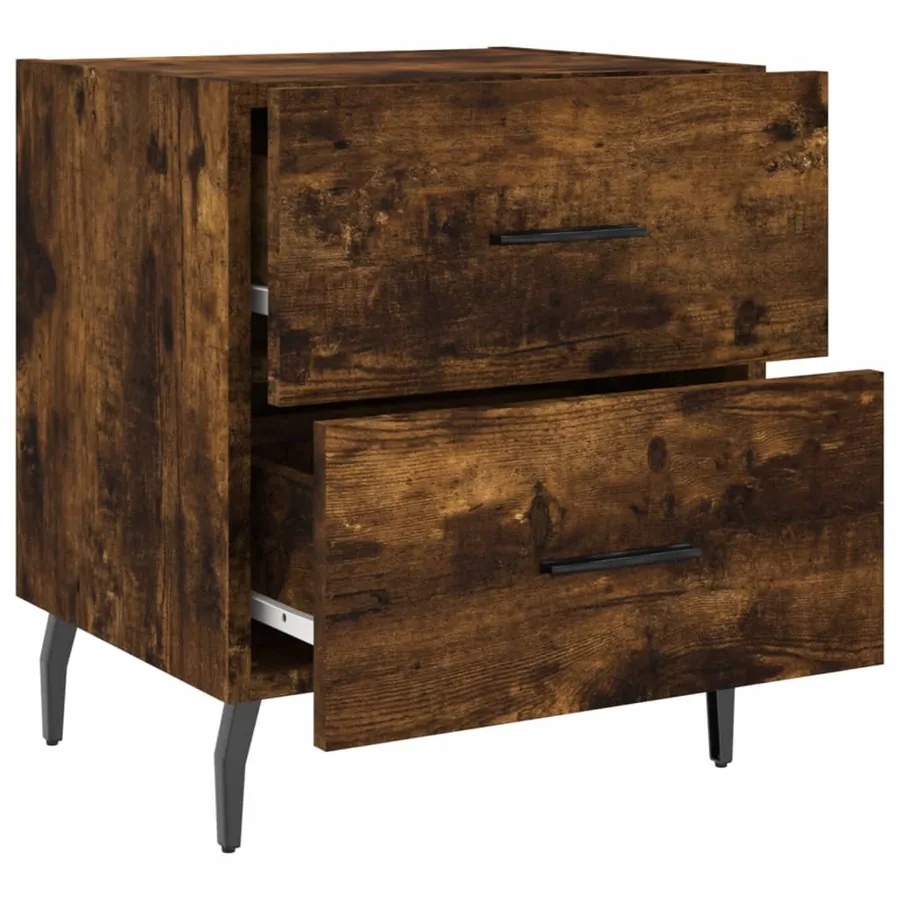 Table de chevet chêne fumé 40x35x47,5 cm bois d’ingénierie - 5