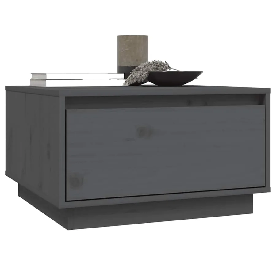 Table basse Gris 55x56x32 cm Bois massif de pin - 4