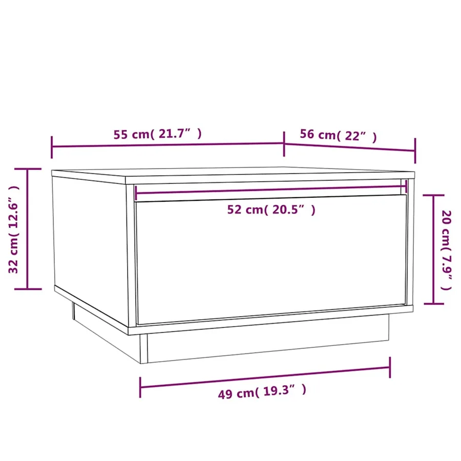 Table basse Gris 55x56x32 cm Bois massif de pin - 9