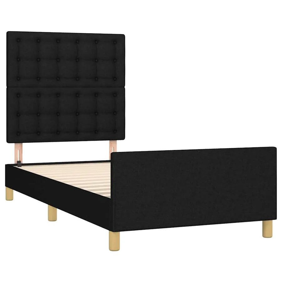 Cadre de lit sans matelas avec tête de lit noir 80x200 cm tissu - 4