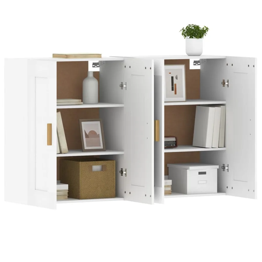 Armoires murales 2 pcs blanc bois d'ingénierie - 4