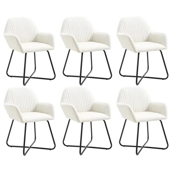Chaises à manger lot de 6 crème tissu