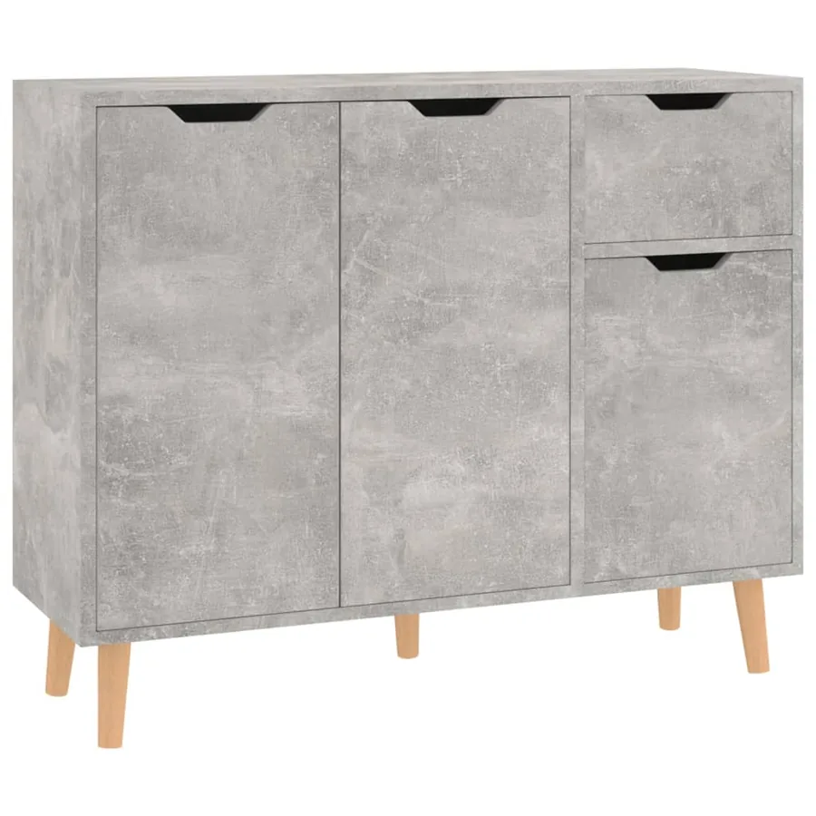 Buffet gris béton 90x30x72 cm bois d'ingénierie - 2