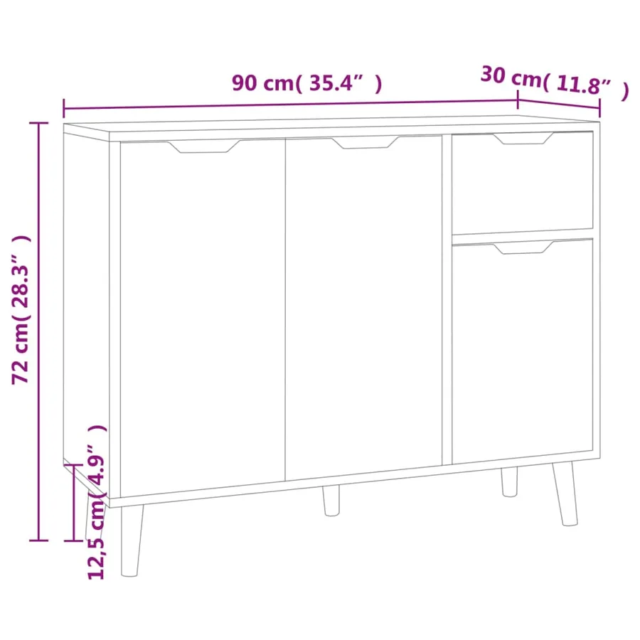 Buffet gris béton 90x30x72 cm bois d'ingénierie - 8