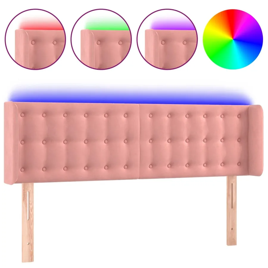 Tête de lit à LED Rose 147x16x78/88 cm Velours - 2