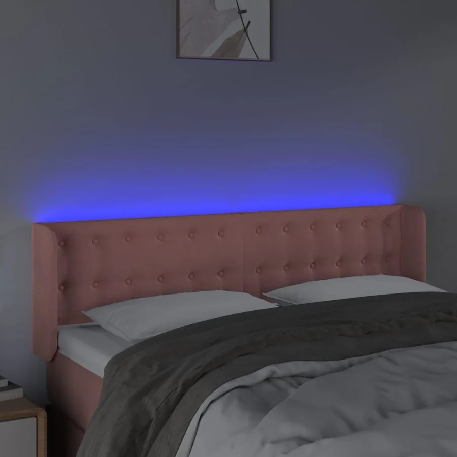 Tête de lit à LED Rose 147x16x78/88 cm Velours - 4