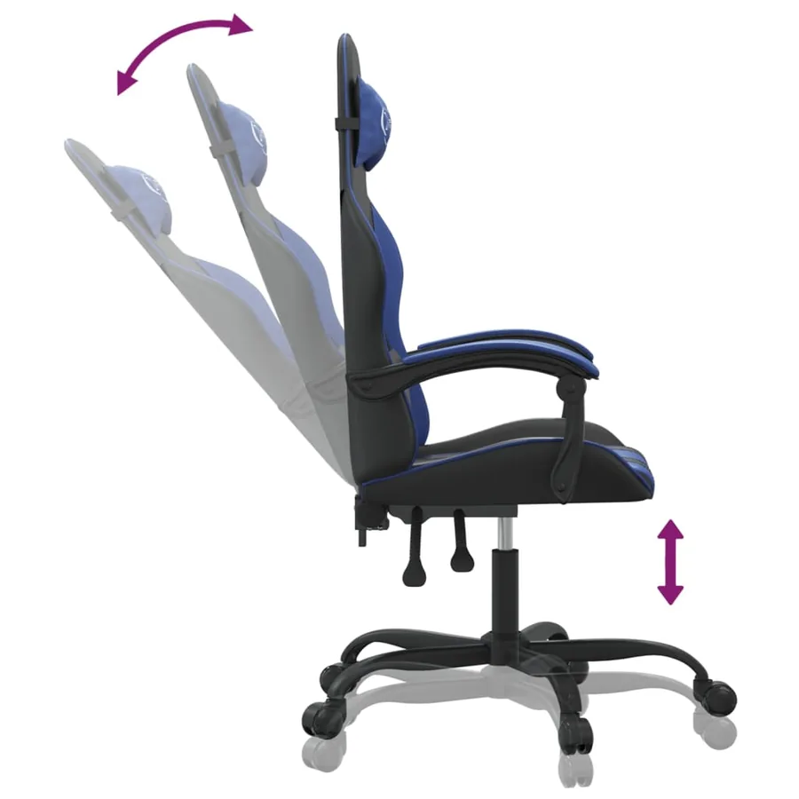 Chaise de jeu Noir et bleu Similicuir - 6