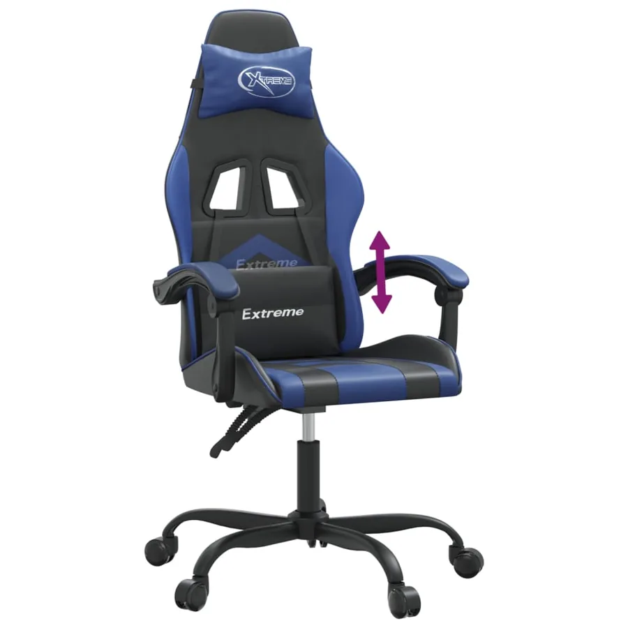 Chaise de jeu Noir et bleu Similicuir - 7