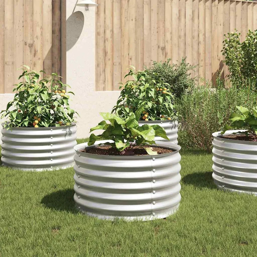 Lit surélevé de jardin 80x80x44 cm Acier galvanisé Argenté