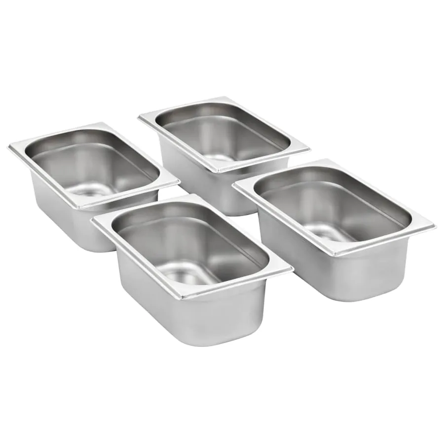 Récipients Gastronorm 8 pcs GN 1/4 100 mm Acier inoxydable - 2