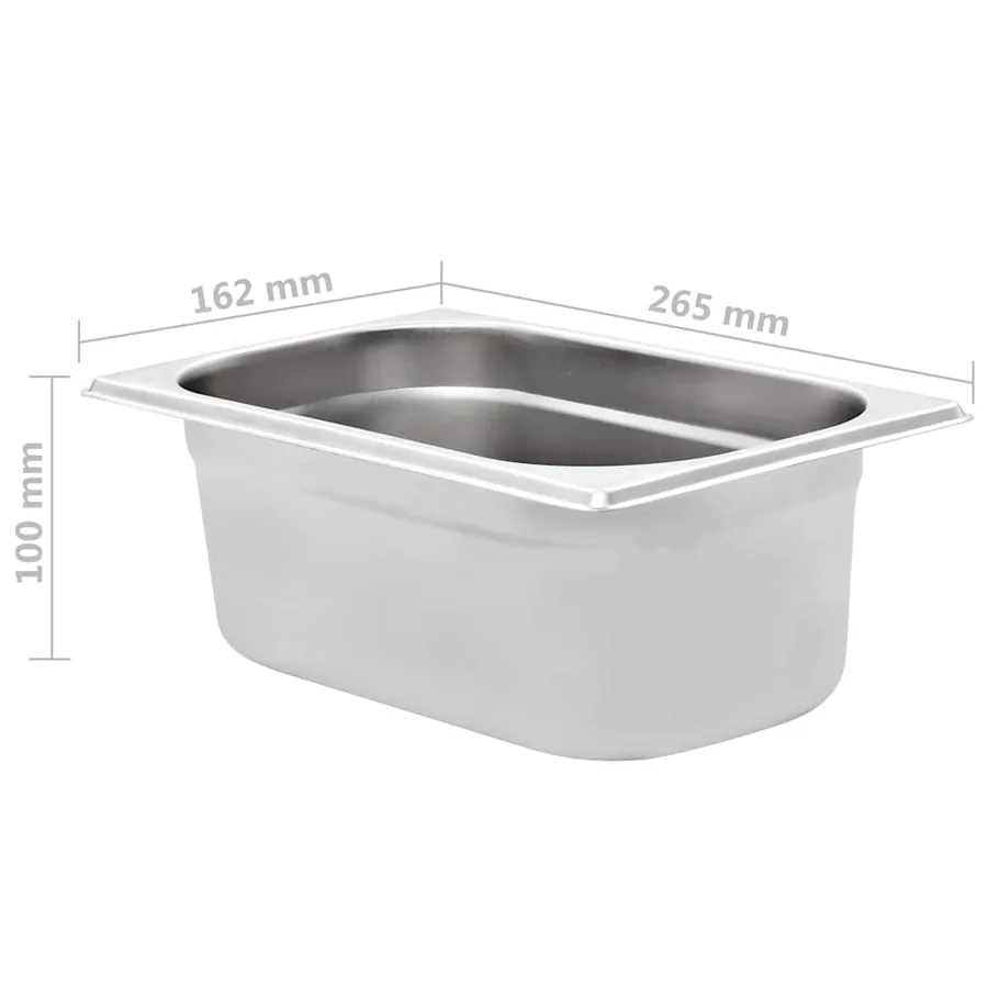 Récipients Gastronorm 8 pcs GN 1/4 100 mm Acier inoxydable - 8