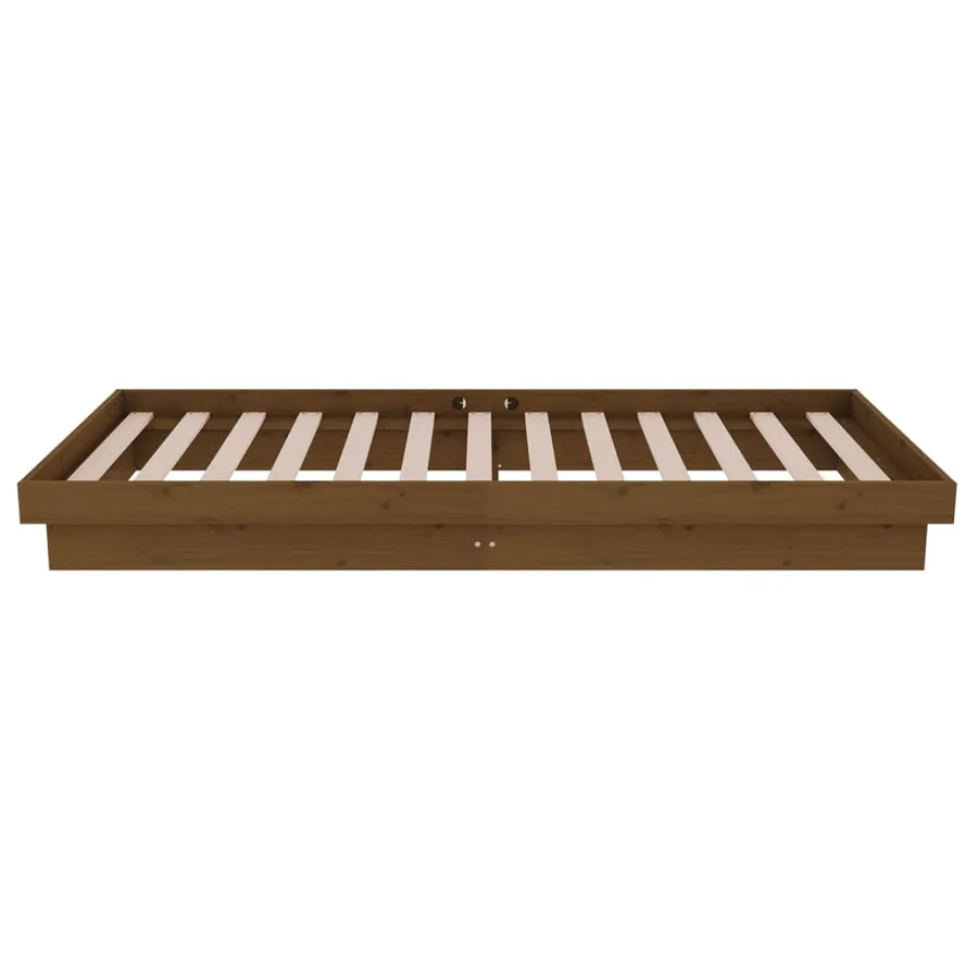 Cadre de lit sans matelas marron miel bois massif - 6