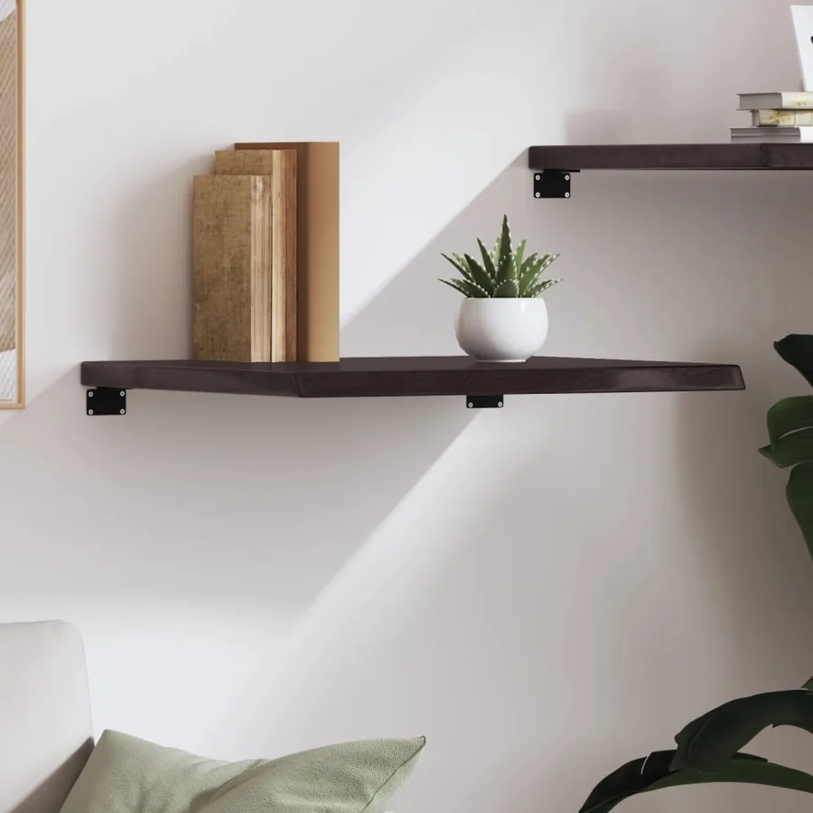 Étagère murale marron foncé bois chêne massif traité - 3