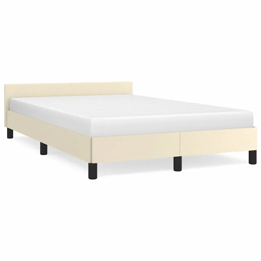 Cadre de lit avec tête de lit sans matelas crème 120x200 cm - 2