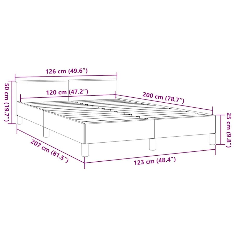 Cadre de lit avec tête de lit sans matelas crème 120x200 cm - 9