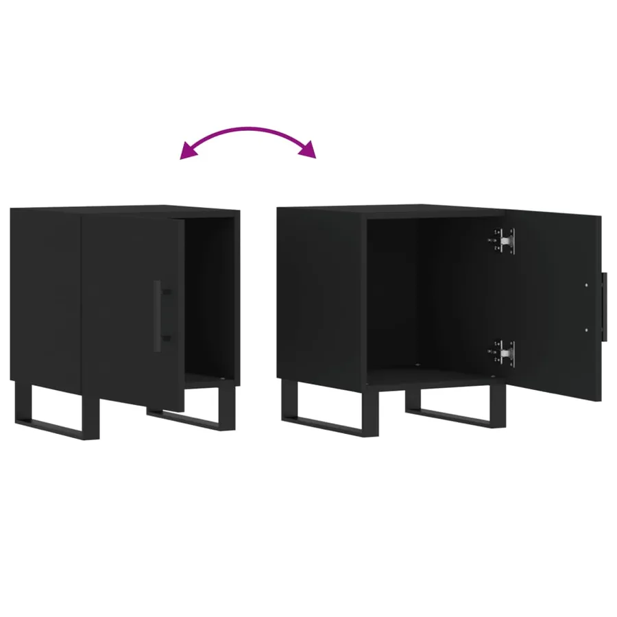 Tables de chevet 2 pcs noir 40x40x50 cm bois d’ingénierie - 10