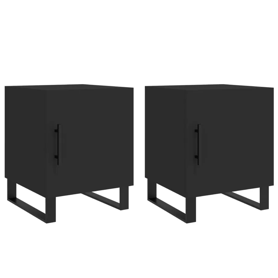 Tables de chevet 2 pcs noir 40x40x50 cm bois d’ingénierie - 2