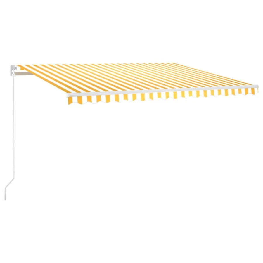 Auvent manuel rétractable avec LED 400x300 cm Jaune et blanc - 2