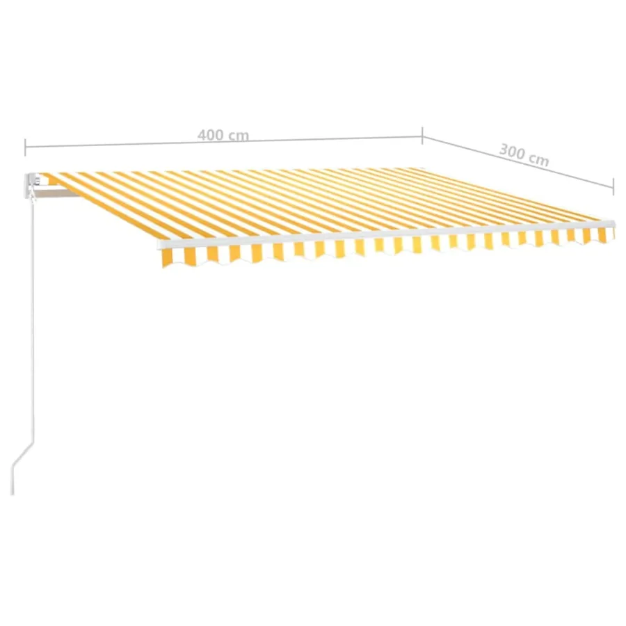 Auvent manuel rétractable avec LED 400x300 cm Jaune et blanc - 7