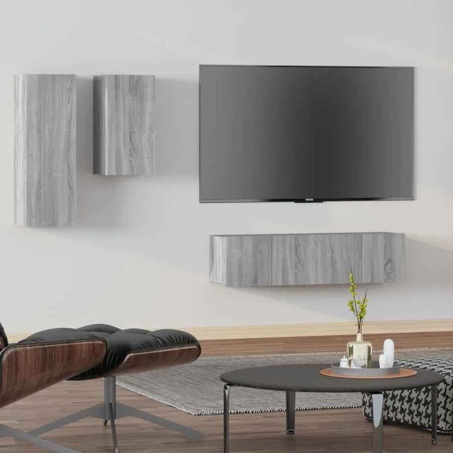 Ensemble de meubles TV 4 pcs Sonoma gris Bois d'ingénierie