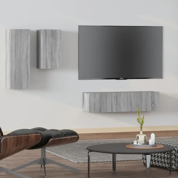 Ensemble de meubles TV 4 pcs Sonoma gris Bois d'ingénierie
