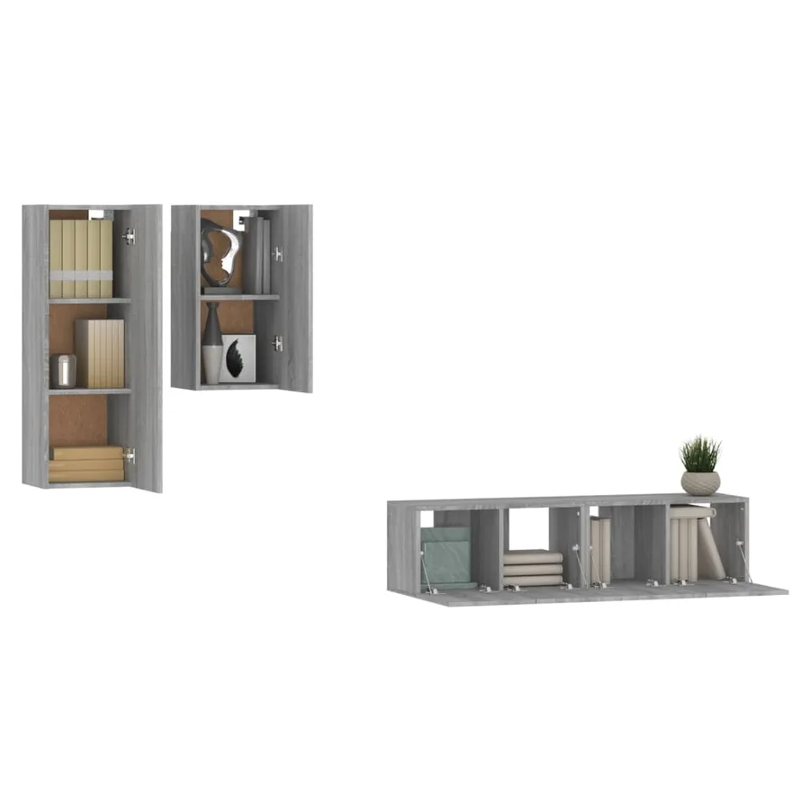Ensemble de meubles TV 4 pcs Sonoma gris Bois d'ingénierie - 4