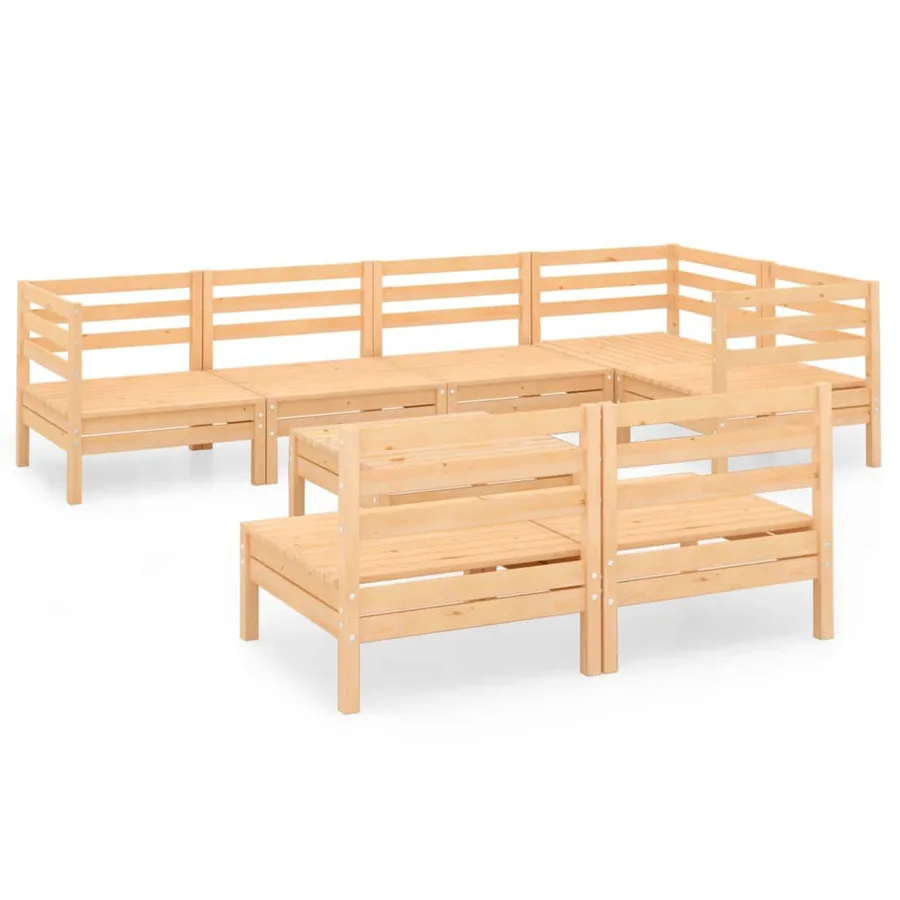 Salon de jardin 8 pcs Bois de pin massif - 2