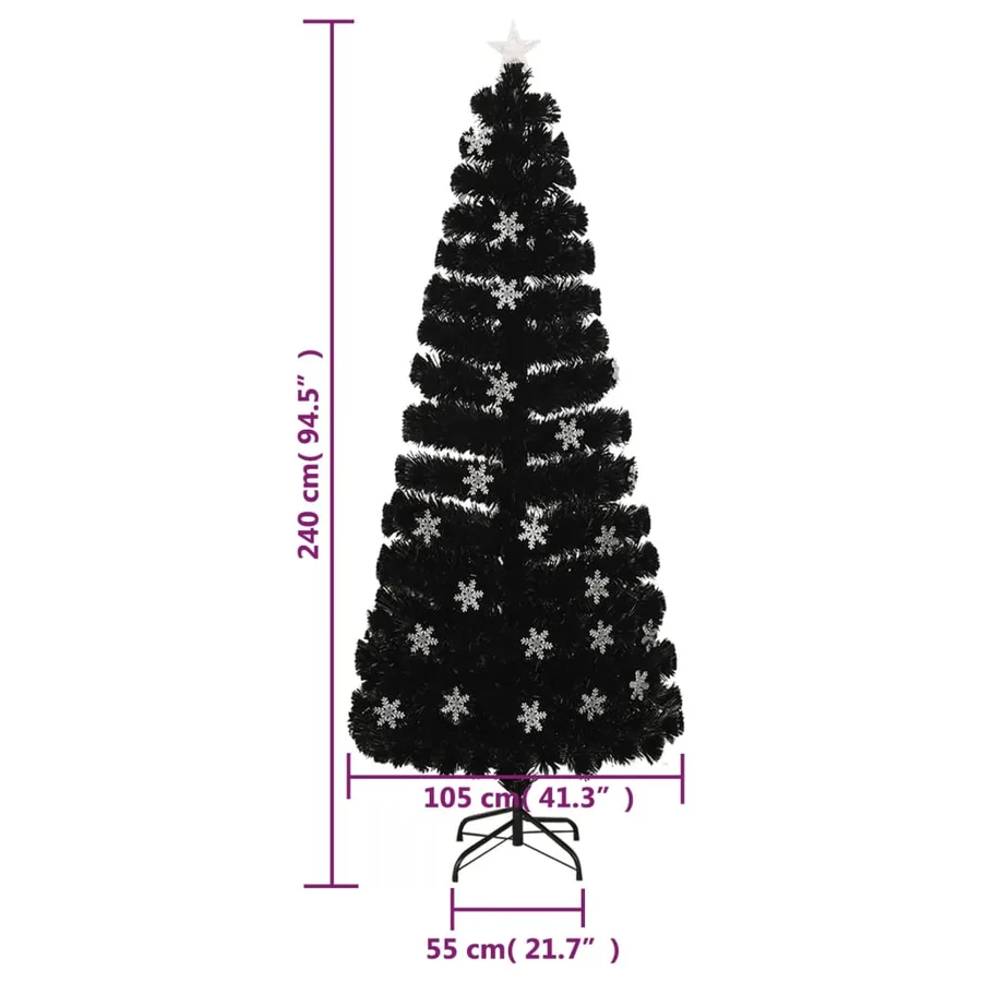 Sapin de Noël et flocons de neige LED Noir 240 cm Fibre optique - 9
