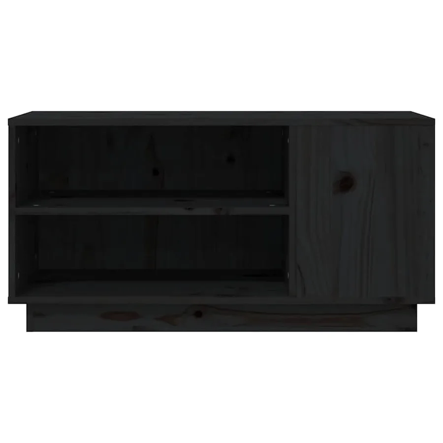 Meuble TV Noir 80x35x40,5 cm Bois de pin massif - 5