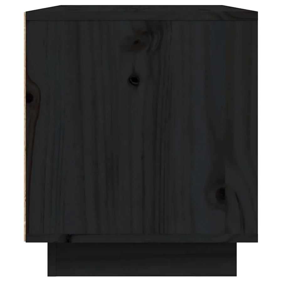 Meuble TV Noir 80x35x40,5 cm Bois de pin massif - 6