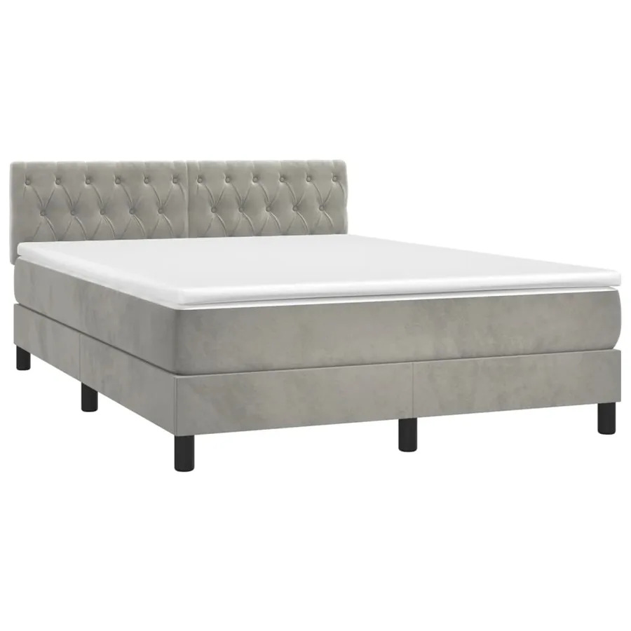 Sommier à lattes de lit avec matelas LED Gris clair 140x200 cm - 3