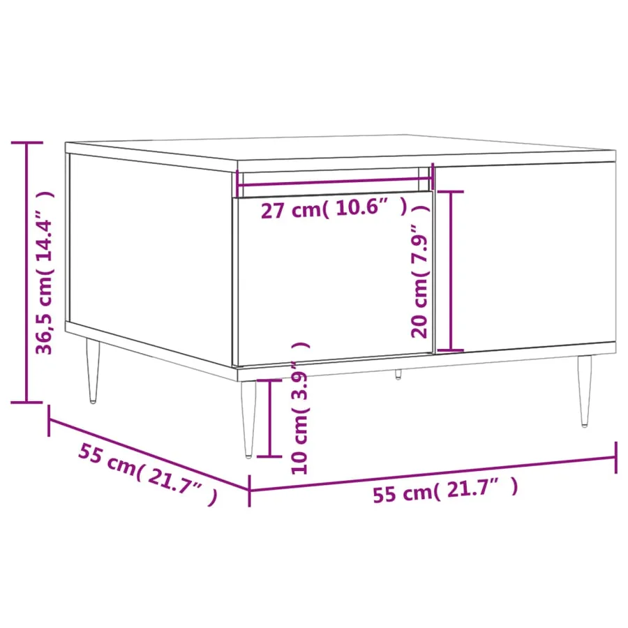 Table basse noir 55x55x36,5 cm bois d'ingénierie - 11