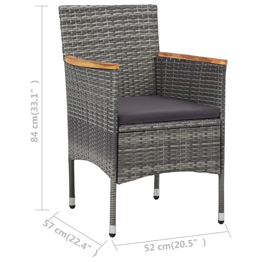 Ensemble à manger de jardin 3 pcs Gris - 14
