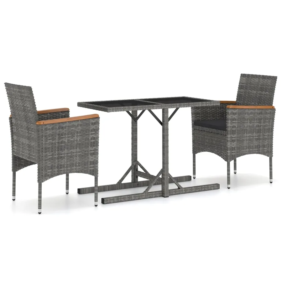 Ensemble à manger de jardin 3 pcs Gris - 2