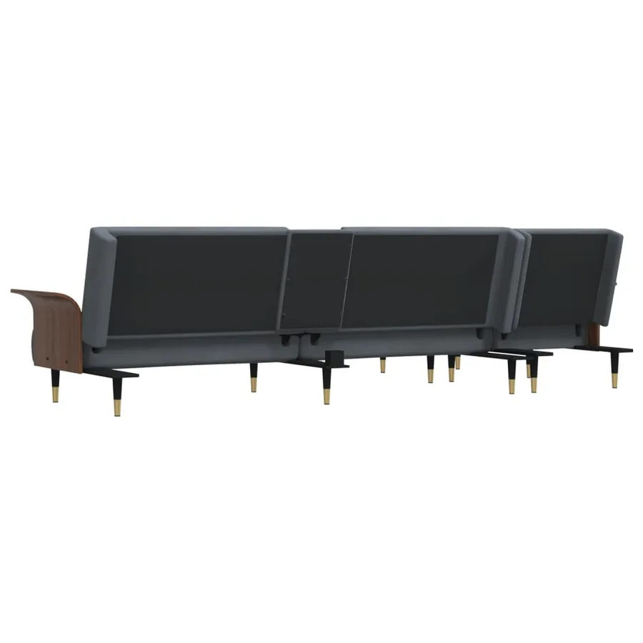 Canapé-lit en forme de L gris 279x140x70 cm velours - 6