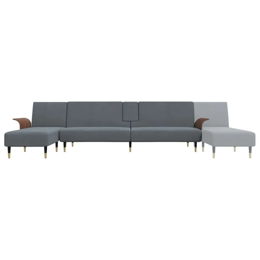 Canapé-lit en forme de L gris 279x140x70 cm velours - 8