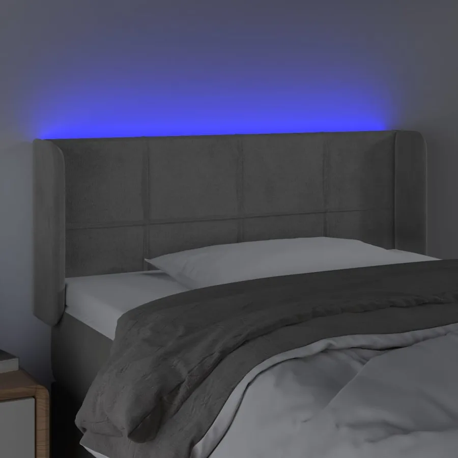 Tête de lit à LED Gris clair 83x16x78/88 cm Velours - 4