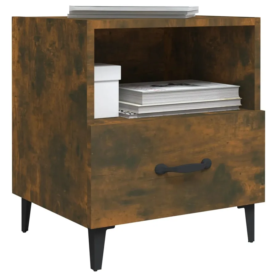 Tables de chevet 2 pcs Chêne fumé Bois d'ingénierie - 7